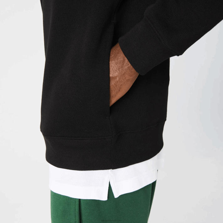 Lacoste moletom de algodão com gola alta com zíper homens preto 031 88BL952 - Image 7