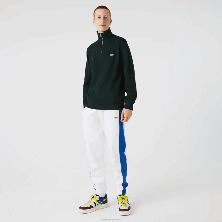Lacoste moletom de algodão com gola alta com zíper homens verde yzp 88BL953 - Image 2