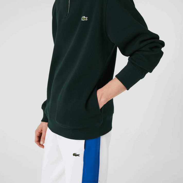 Lacoste moletom de algodão com gola alta com zíper homens verde yzp 88BL953 - Image 6