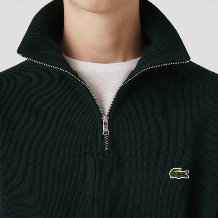 Lacoste moletom de algodão com gola alta com zíper homens verde yzp 88BL953 - Image 7