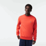 Lacoste moletom de algodão escovado orgânico homens laranja 02k 88BL352