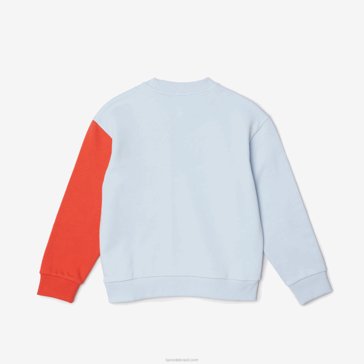 Lacoste moletom de algodão orgânico colorblock crianças azul claro laranja branco edz 88BL3048 - Image 2