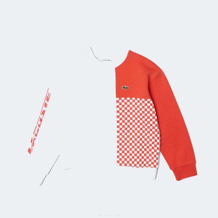 Lacoste moletom de algodão orgânico colorblock crianças azul claro laranja branco edz 88BL3048 - Image 1