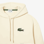 Lacoste moletom de algodão orgânico com capuz de ajuste solto homens branco xfj 88BL365 - Image 2