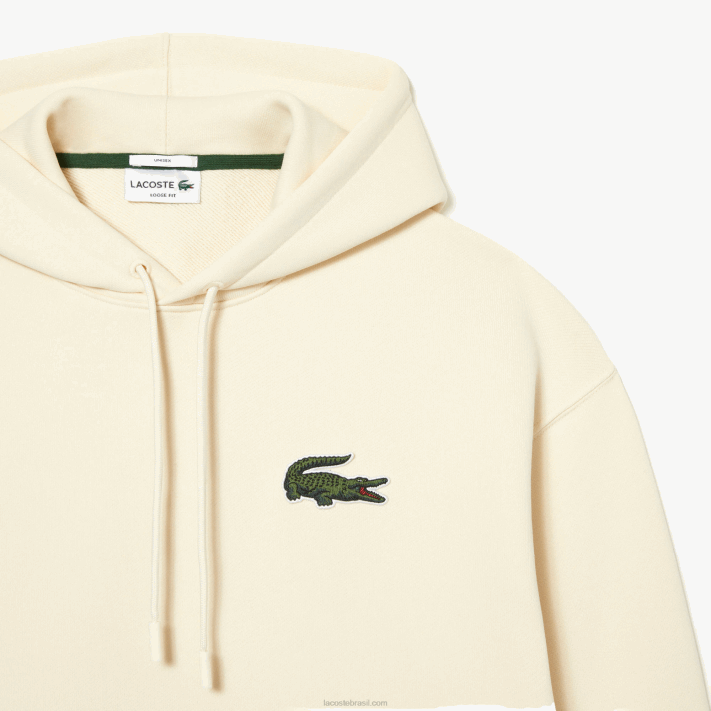 Lacoste moletom de algodão orgânico com capuz de ajuste solto homens branco xfj 88BL365 - Image 2