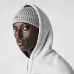 Lacoste moletom de algodão orgânico com capuz de ajuste solto homens chine cinza cca 88BL368 - Image 4