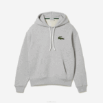 Lacoste moletom de algodão orgânico com capuz de ajuste solto homens chine cinza cca 88BL368 - Image 5