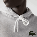 Lacoste moletom de algodão orgânico com capuz de ajuste solto homens chine cinza cca 88BL368 - Image 7