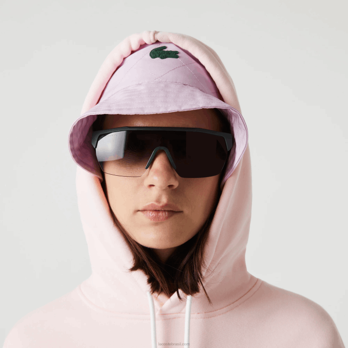 Lacoste moletom de algodão orgânico com capuz de ajuste solto homens rosa claro t03 88BL1158 - Image 2