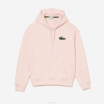 Lacoste moletom de algodão orgânico com capuz de ajuste solto homens rosa claro t03 88BL1158 - Image 5