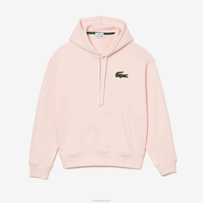 Lacoste moletom de algodão orgânico com capuz de ajuste solto homens rosa claro t03 88BL1158 - Image 5