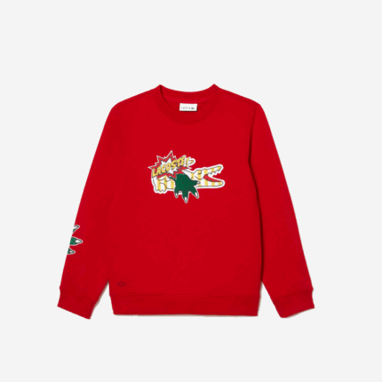 Lacoste moletom de algodão orgânico com estampa de quadrinhos crianças vermelho 240 88BL3193