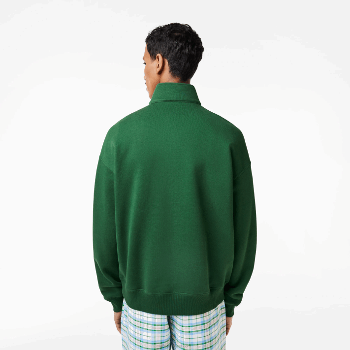 Lacoste moletom de algodão orgânico solto com gola e zíper homens verde 132 88BL284 - Image 3