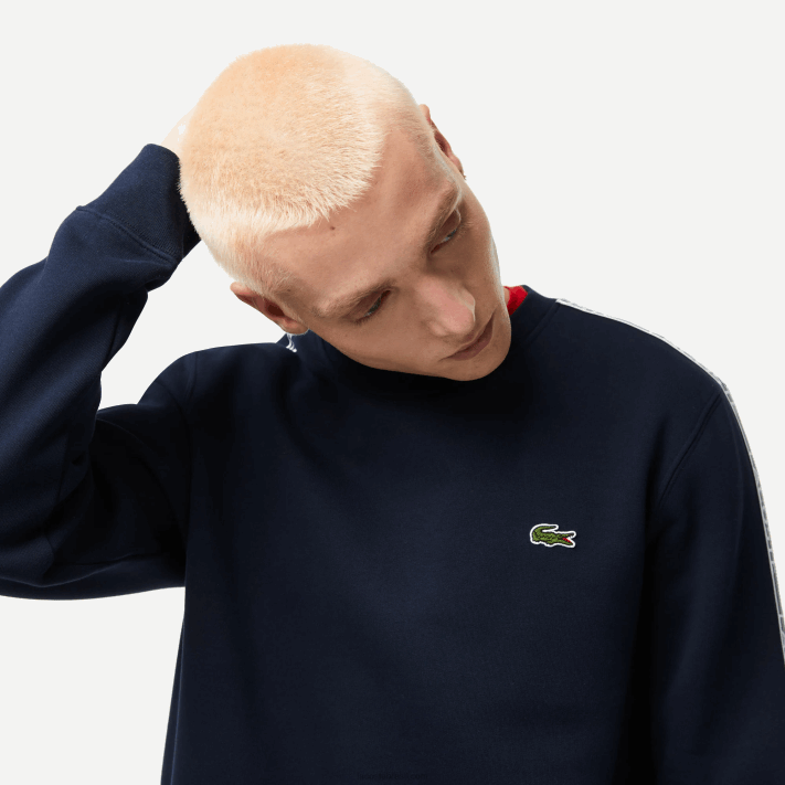 Lacoste moletom de flanela com logo fit clássico homens azul marinho 166 88BL291 - Image 2