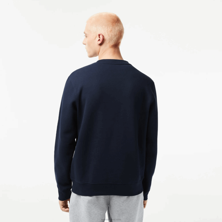 Lacoste moletom de flanela com logo fit clássico homens azul marinho 166 88BL291 - Image 3