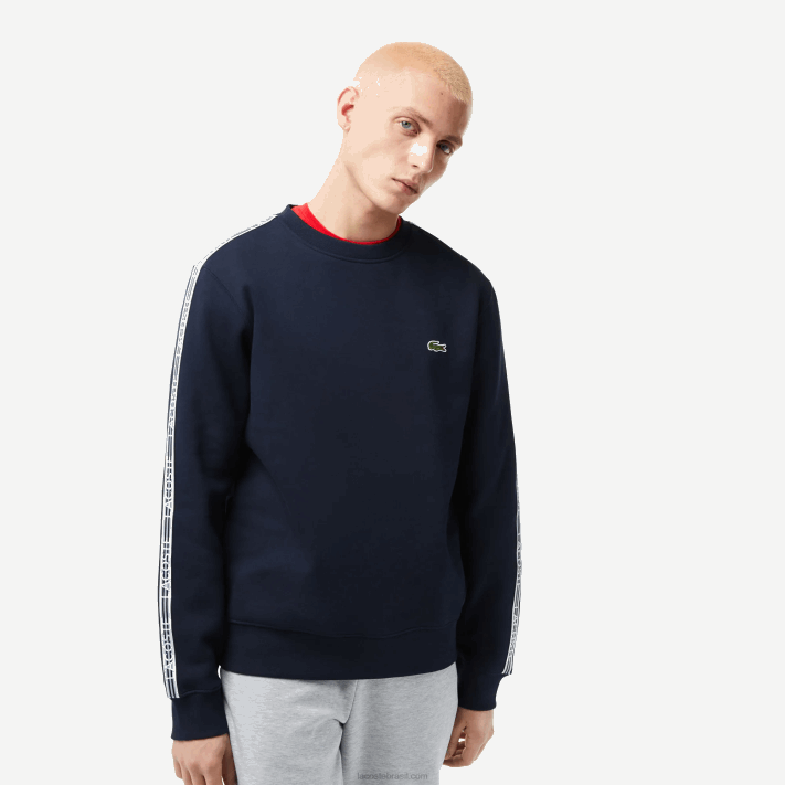 Lacoste moletom de flanela com logo fit clássico homens azul marinho 166 88BL291 - Image 1