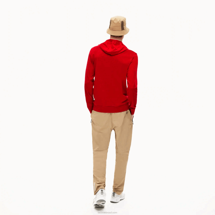 Lacoste moletom de jérsei de algodão com capuz homens vermelho 240 88BL620 - Image 3