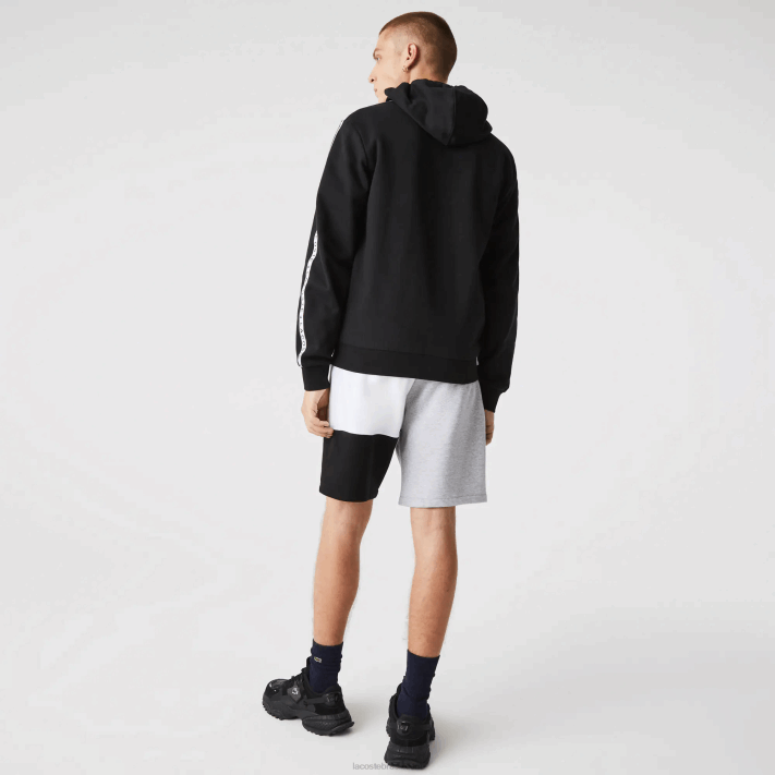 Lacoste moletom de lã com capuz e letras colorblock homens preto 8vm 88BL998 - Image 3