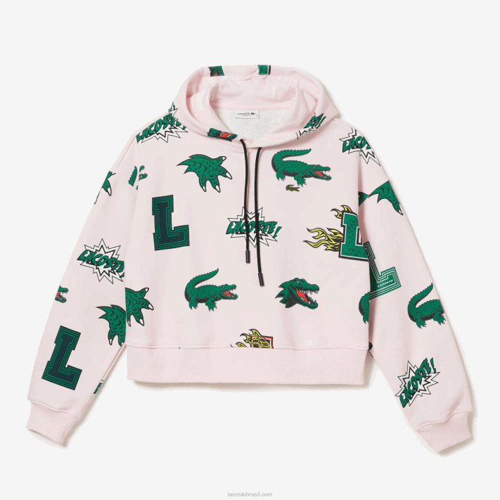 Lacoste moletom de lã com capuz oversized mulheres rosa claro t03 88BL2556 - Image 4