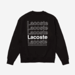 Lacoste moletom de lã com estampa de gola careca live solto homens preto 031 88BL1197 - Image 3