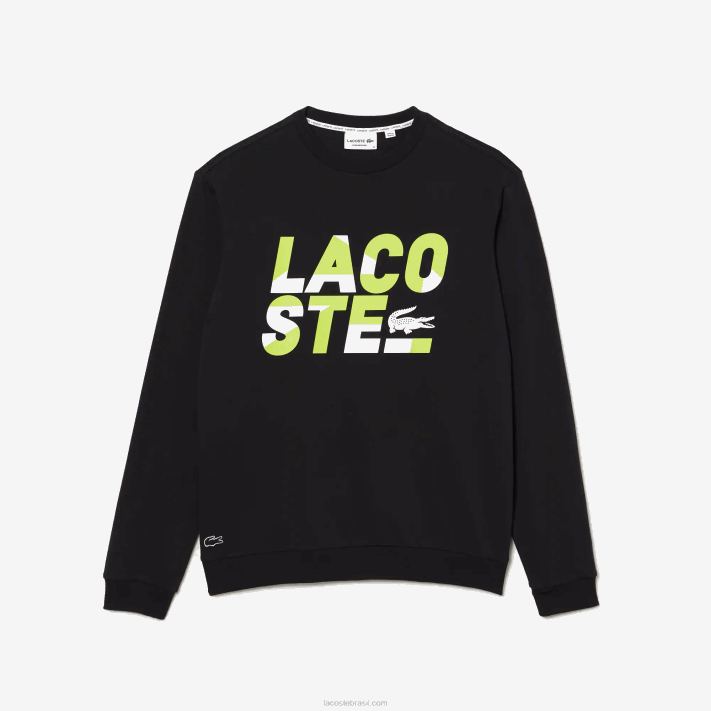 Lacoste moletom de lã de algodão com estampa regular homens cinza escuro 2z8 88BL1615 - Image 3