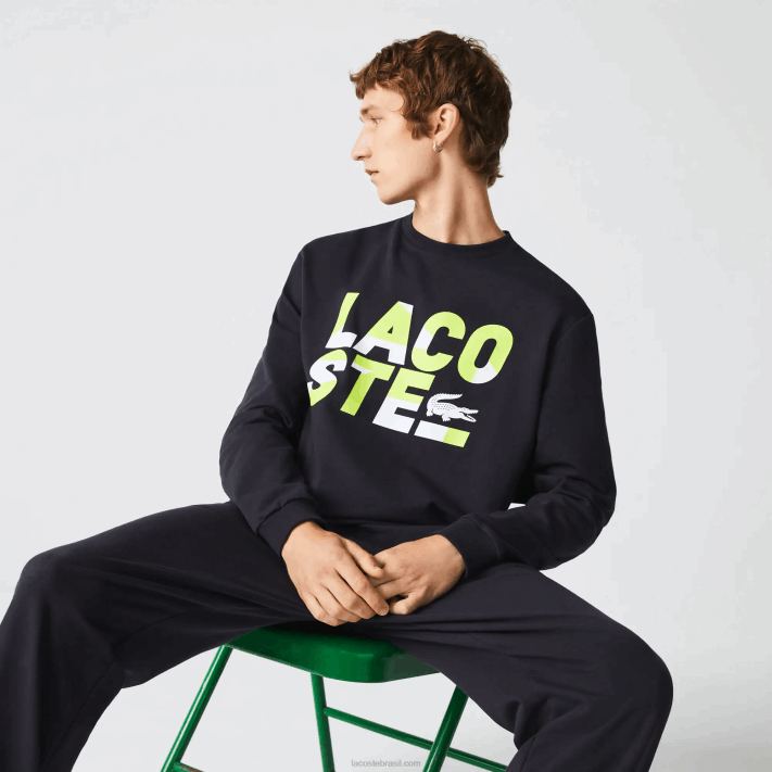 Lacoste moletom de lã de algodão com estampa regular homens cinza escuro 2z8 88BL1615 - Image 1