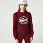 Lacoste moletom de lã de algodão orgânico com logotipo 3d homens bordeaux z7f 88BL1185 - Image 2