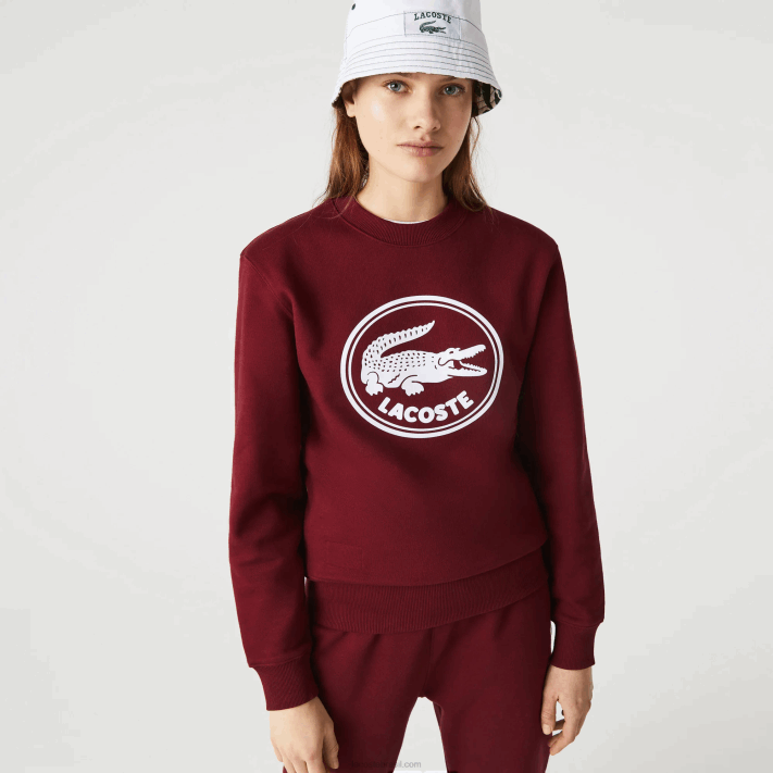 Lacoste moletom de lã de algodão orgânico com logotipo 3d homens bordeaux z7f 88BL1185 - Image 2