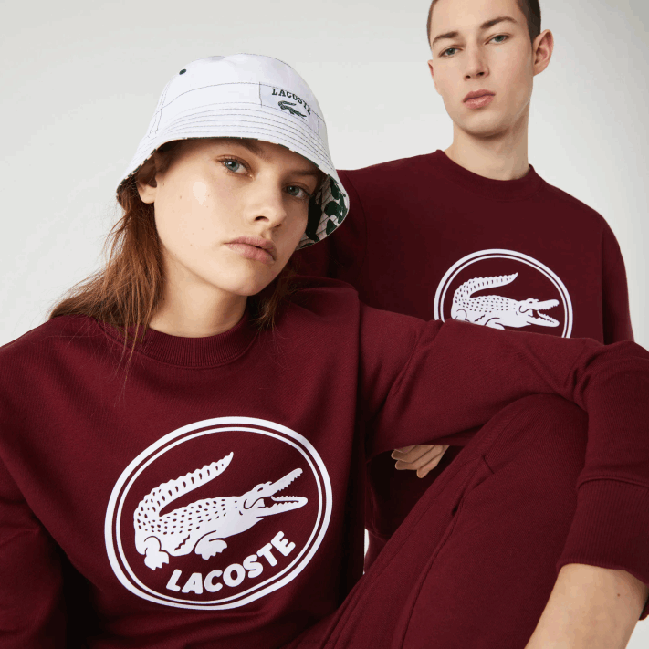 Lacoste moletom de lã de algodão orgânico com logotipo 3d homens bordeaux z7f 88BL1185 - Image 1