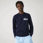 Lacoste moletom de lã de algodão orgânico made in france homens azul marinho 166 88BL1181 - Image 2