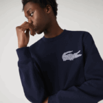 Lacoste moletom de lã de algodão orgânico made in france homens azul marinho 166 88BL1181