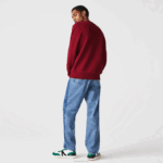 Lacoste moletom de lã de algodão orgânico made in france homens bordeaux p41 88BL1182 - Image 2