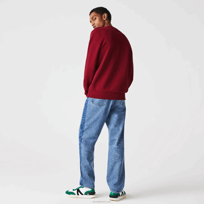 Lacoste moletom de lã de algodão orgânico made in france homens bordeaux p41 88BL1182 - Image 2