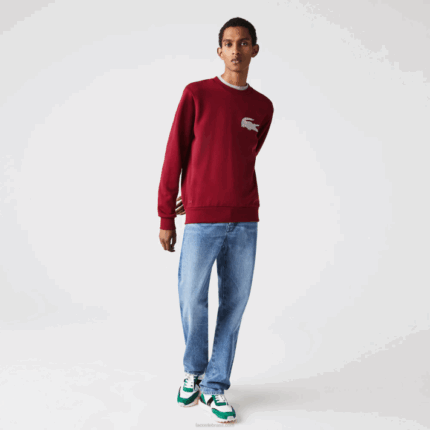 Lacoste moletom de lã de algodão orgânico made in france homens bordeaux p41 88BL1182