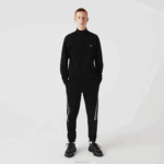 Lacoste moletom de lã escovado com zíper de ajuste regular homens preto 031 88BL1269 - Image 2