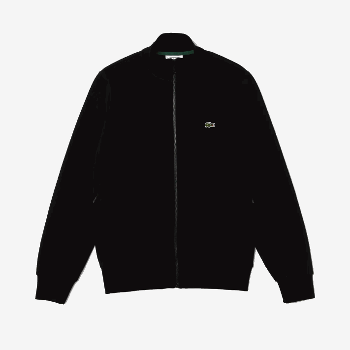 Lacoste moletom de lã escovado com zíper de ajuste regular homens preto 031 88BL1269 - Image 5