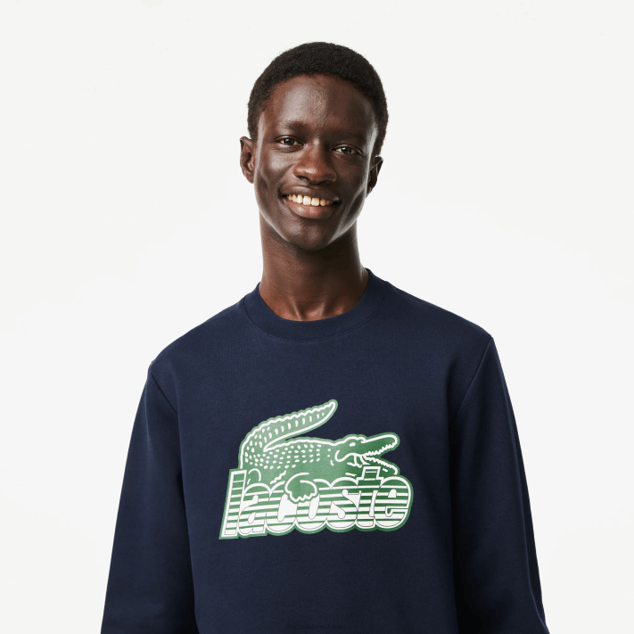 Lacoste moletom de lã não escovado de gola redonda homens azul marinho 166 88BL300 - Image 2
