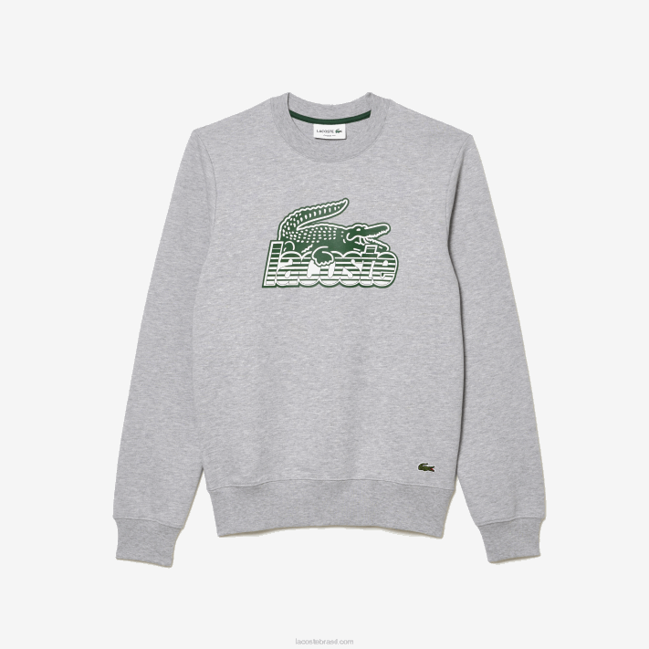 Lacoste moletom de lã não escovado de gola redonda homens chine cinza cca 88BL301 - Image 4