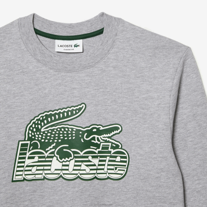 Lacoste moletom de lã não escovado de gola redonda homens chine cinza cca 88BL301 - Image 5