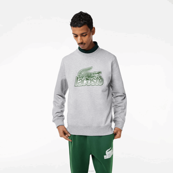 Lacoste moletom de lã não escovado de gola redonda homens chine cinza cca 88BL301 - Image 1