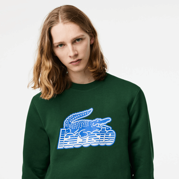 Lacoste moletom de lã não escovado de gola redonda homens verde 132 88BL299 - Image 2