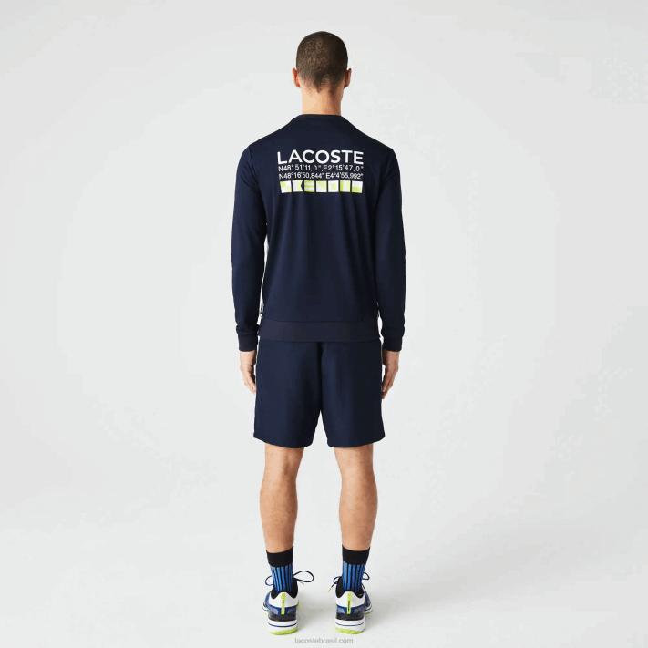 Lacoste moletom de tênis estampado esporte homens azul marinho 166 88BL1055 - Image 3