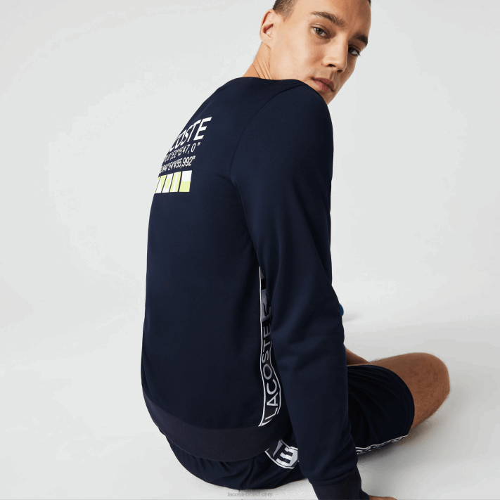 Lacoste moletom de tênis estampado esporte homens azul marinho 166 88BL1055 - Image 1