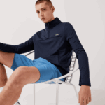 Lacoste moletom esportivo gola com zíper elástico homens azul marinho 166 88BL980 - Image 2