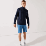 Lacoste moletom esportivo gola com zíper elástico homens azul marinho 166 88BL980