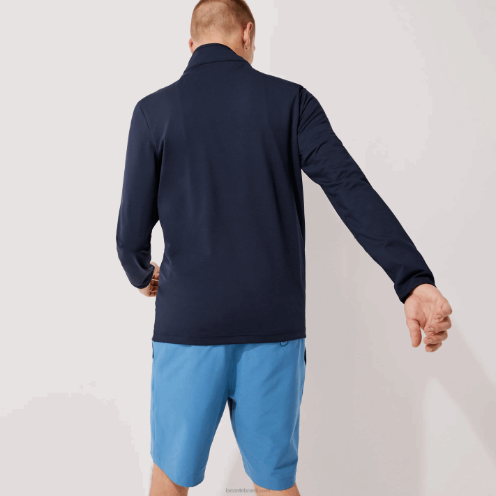 Lacoste moletom esportivo gola com zíper elástico homens azul marinho 166 88BL980 - Image 3