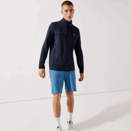 Lacoste moletom esportivo gola com zíper elástico homens azul marinho 166 88BL980