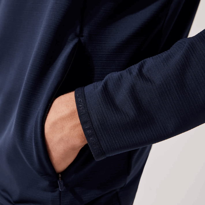 Lacoste moletom esportivo gola com zíper elástico homens azul marinho 166 88BL980 - Image 6