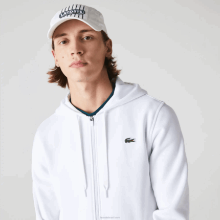 Lacoste moletom esportivo leve bimatéria homens branco 800 88BL948