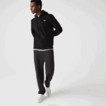 Lacoste moletom esportivo leve bimatéria homens preto c31 88BL947